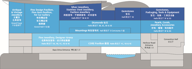 博闻6月香港珠宝首饰展展位分布图
